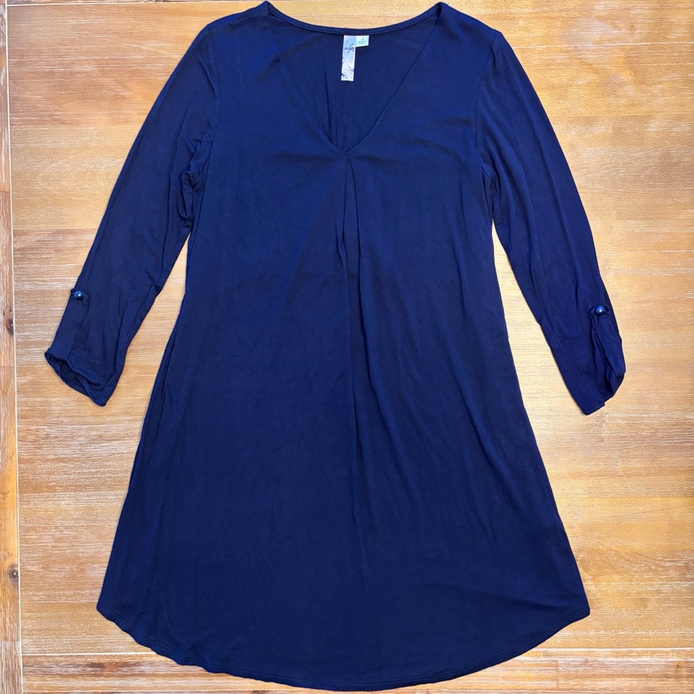 Deep Blue V-Neck Mini Dress